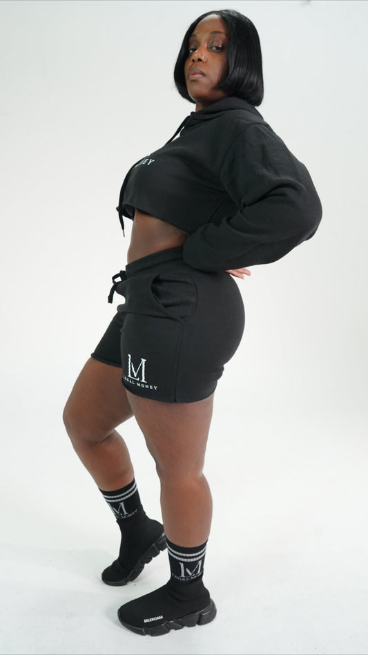 Women's crop hoodie short set