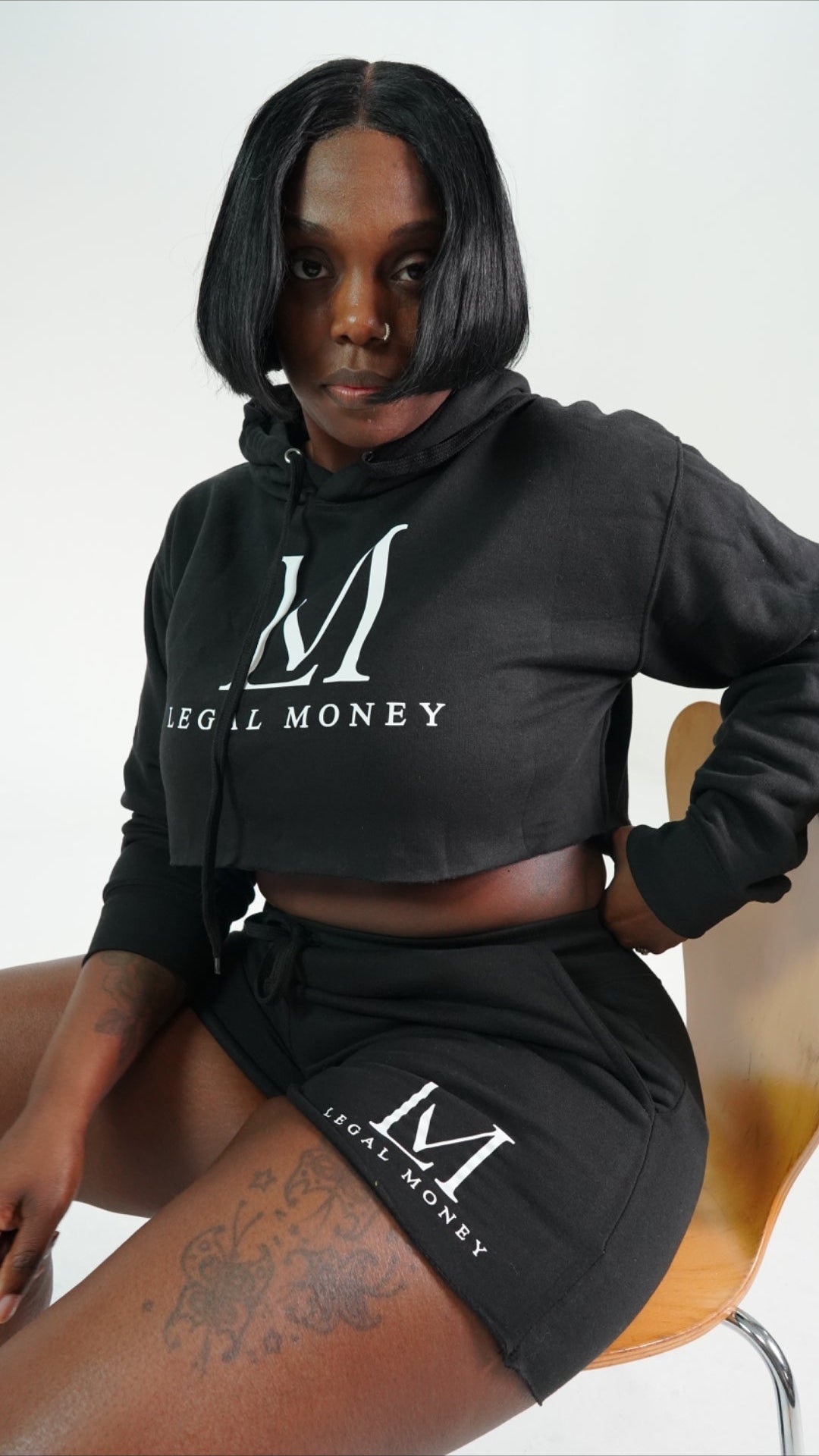 Women's crop hoodie short set